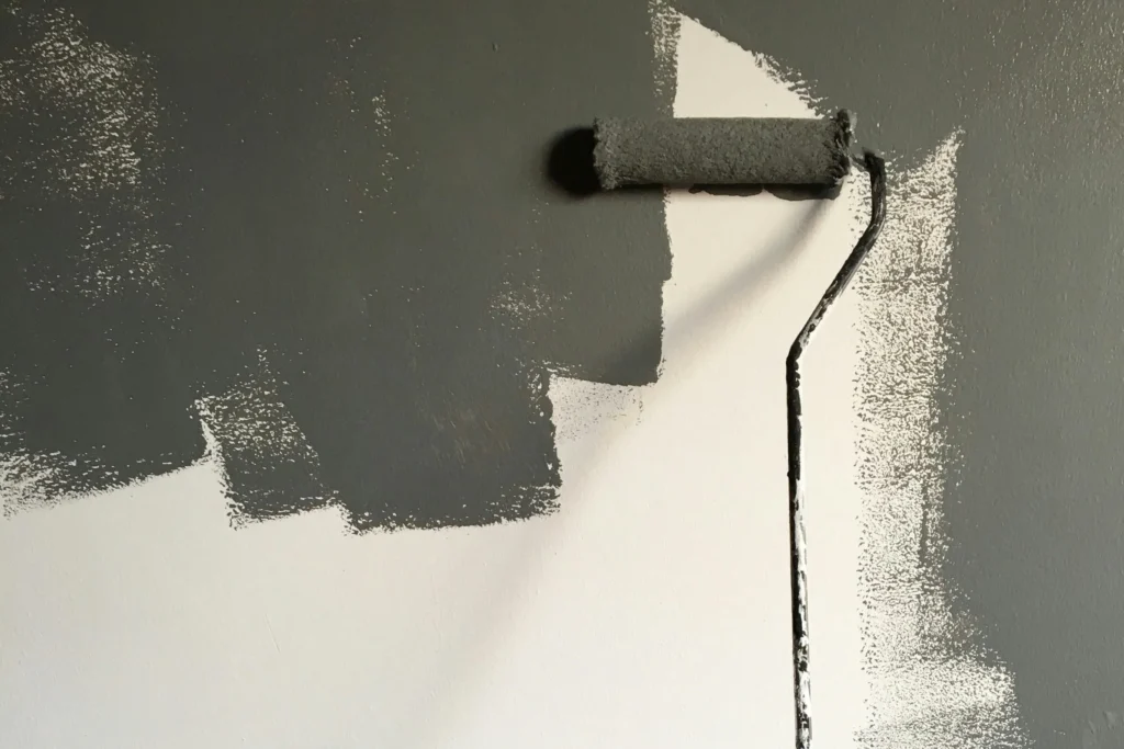 picture of a paint roller on a wall / Снимка на боядисване на стена с мече